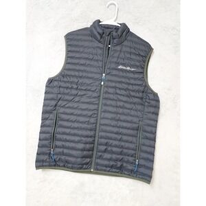 Eddie Bauer Jacket Mens Medium Vest Blue Down Puffer EB650 Full Zip Outdoors M